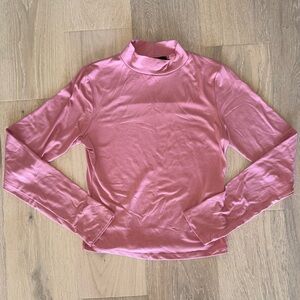 Brit & Bri Pink Long-Sleeve Mock Neck Top S